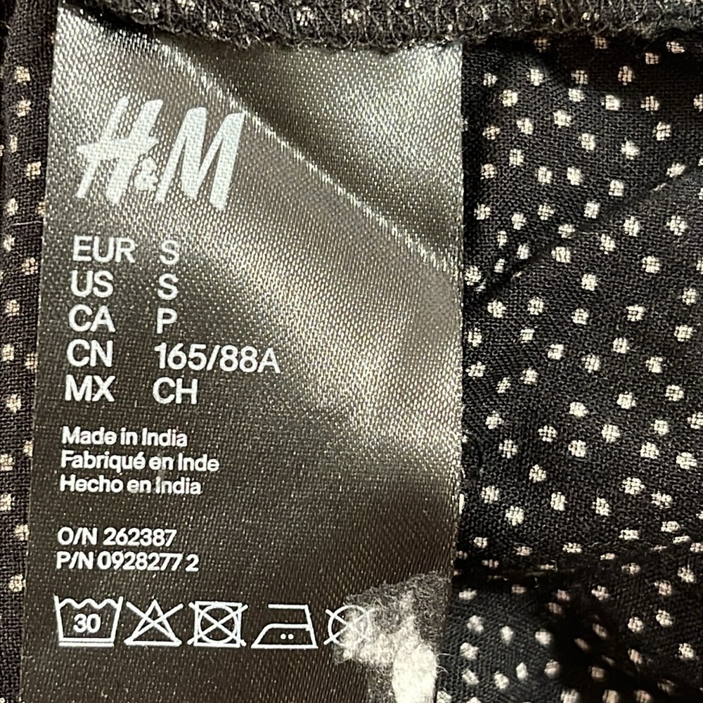 H&M Black & White Polka Dot Cottagecore Long Sleeve Flowy Dress Size Small - Picture 8 of 8
